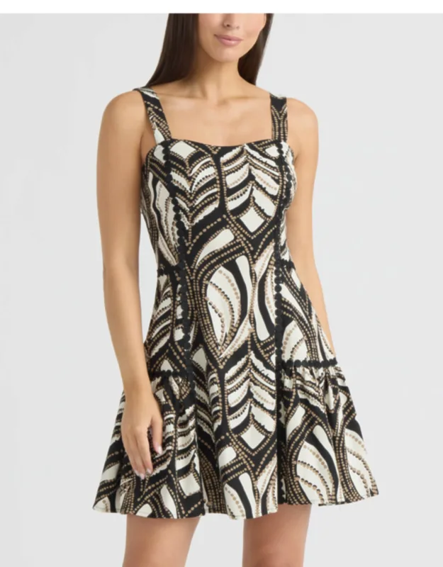 Linen Dotted Lace Trim Dress