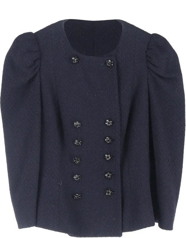 Double-breasted Puffed Sleeve Blazer