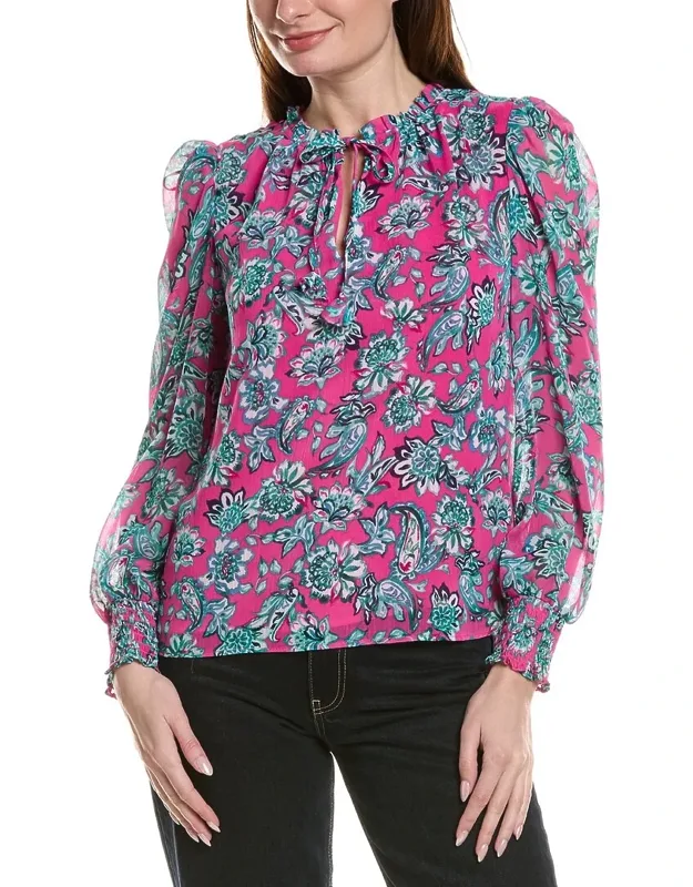 Smocked Cuff Ruffle Blouse