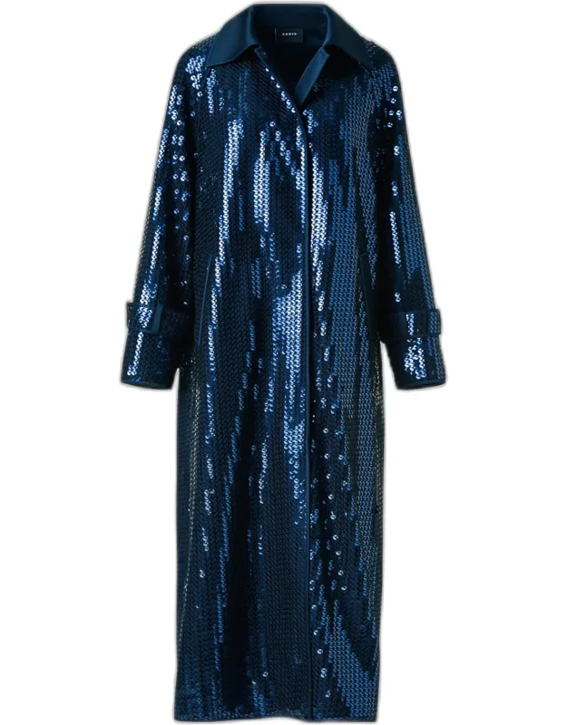 Estelle Sequined Chiffon Maxi Coat