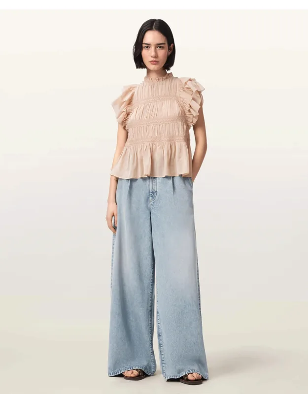 Haze Wide Leg Pleated Jeans