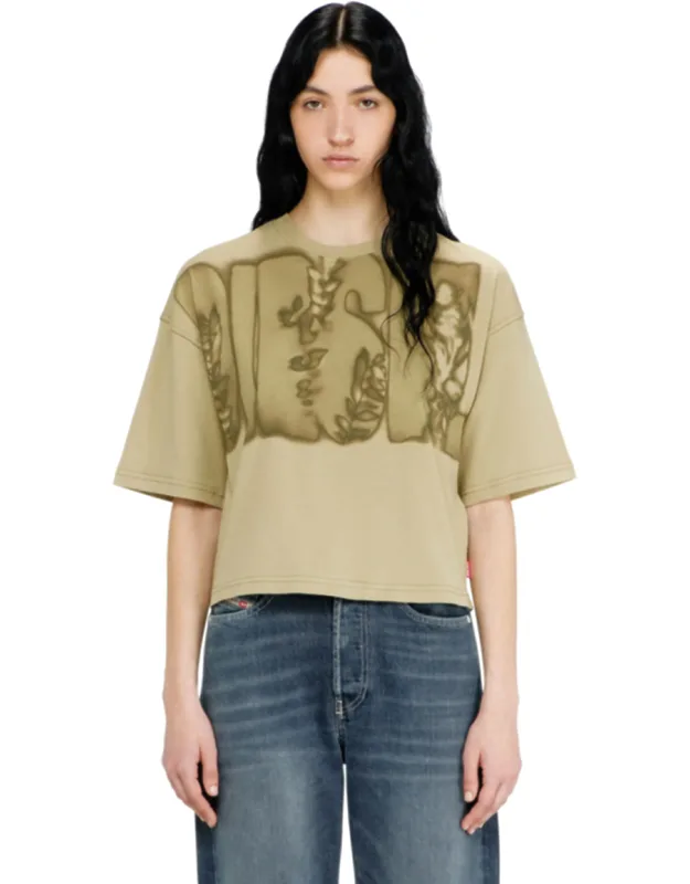 Cropped T-shirt With Digital Print