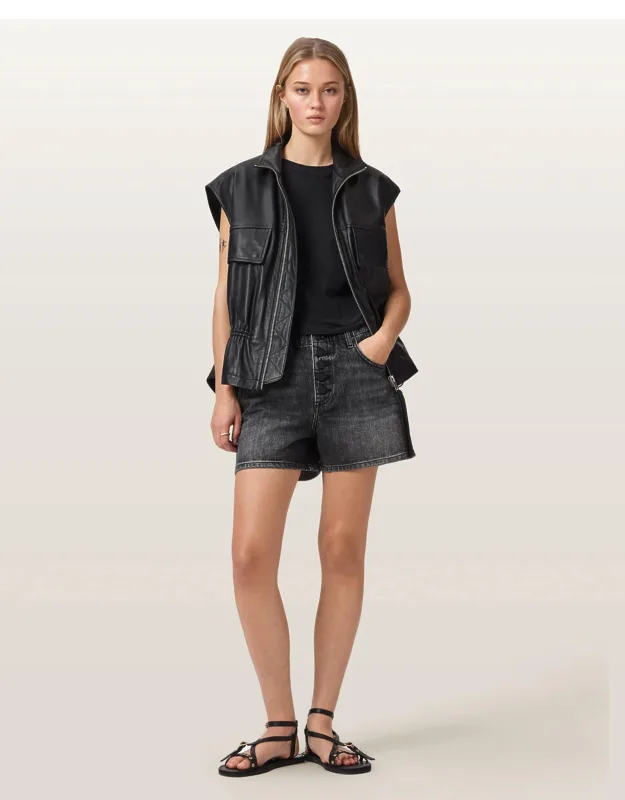 Mid Rise Denim Shorts