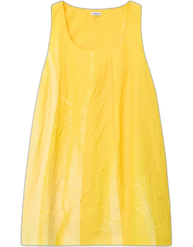 Crinkled Cotton Mini Shift Dress
