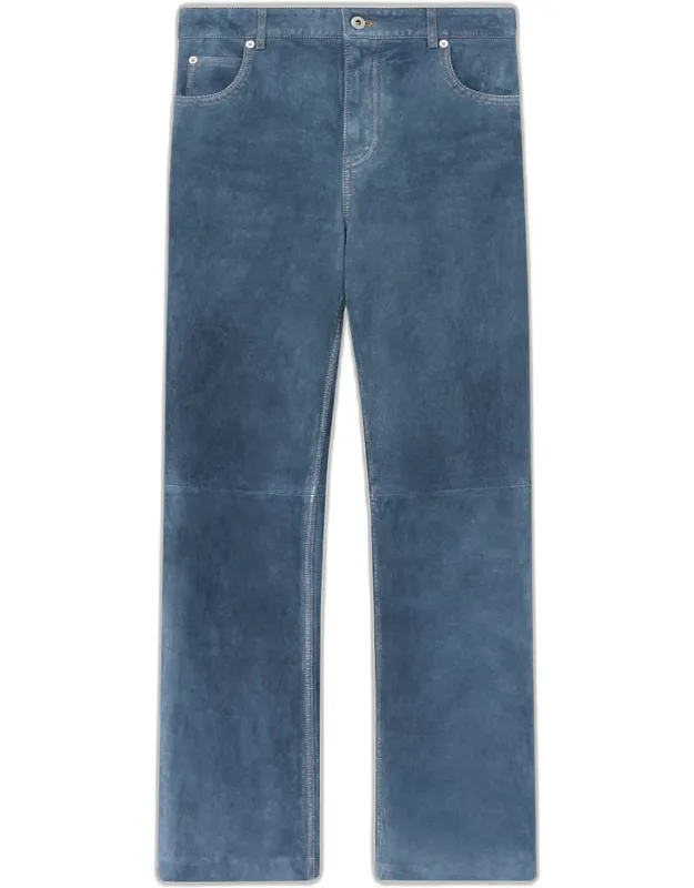 Suede Straight-leg Trousers