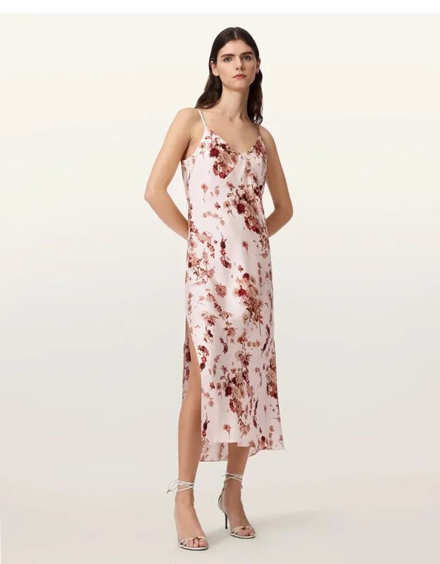 Floral Silk Blend Midi Slip Dress.