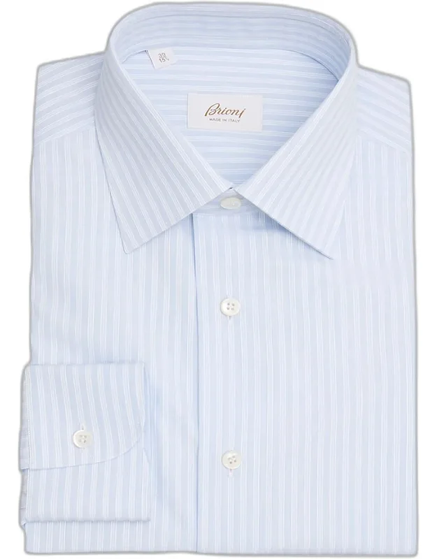 Cotton Multi-stripe Point-collar Dress Shirt