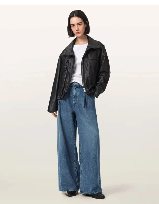 Haze Wide Leg Pleated Jeans