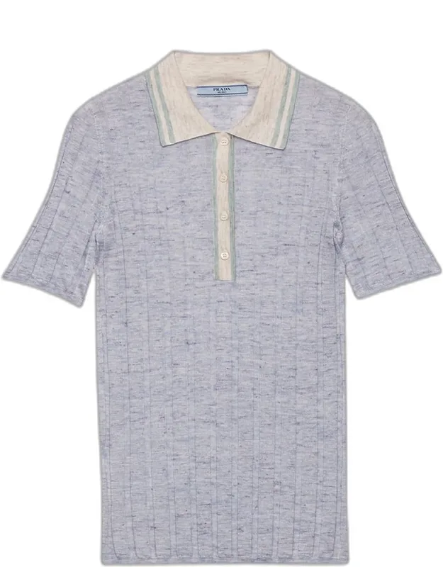 Cashmere-silk Rib Polo Shirt