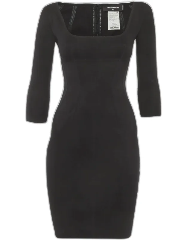 Cotton Knit Scoop Neck Mini Dress