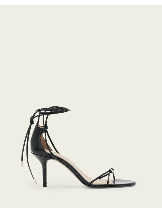 Leather Lace Stiletto Sandals