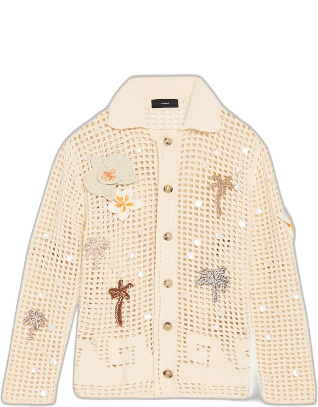Where The Waves Begin Embellished Net Knit Cardigan