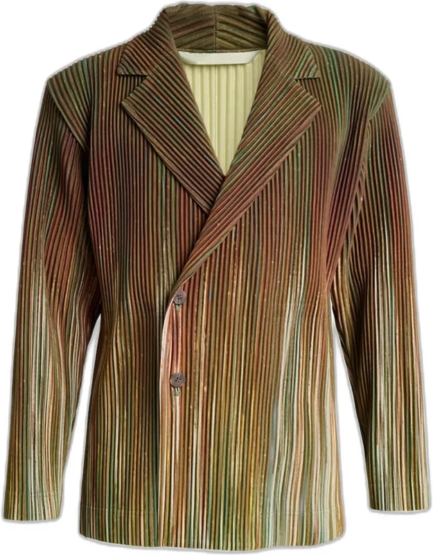 Paintbrush Agate-print Pleated Blazer