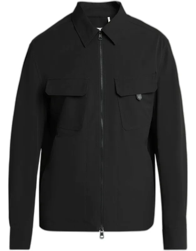 Polyester Double Pocket Full-zip Shirt Jacket