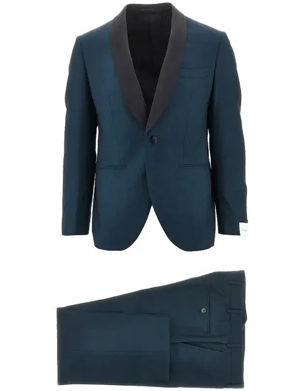 Tailored Wool Suit With Satin Details