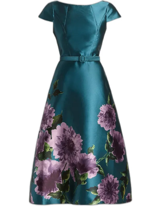 Floral-print Mikado Midi Dress