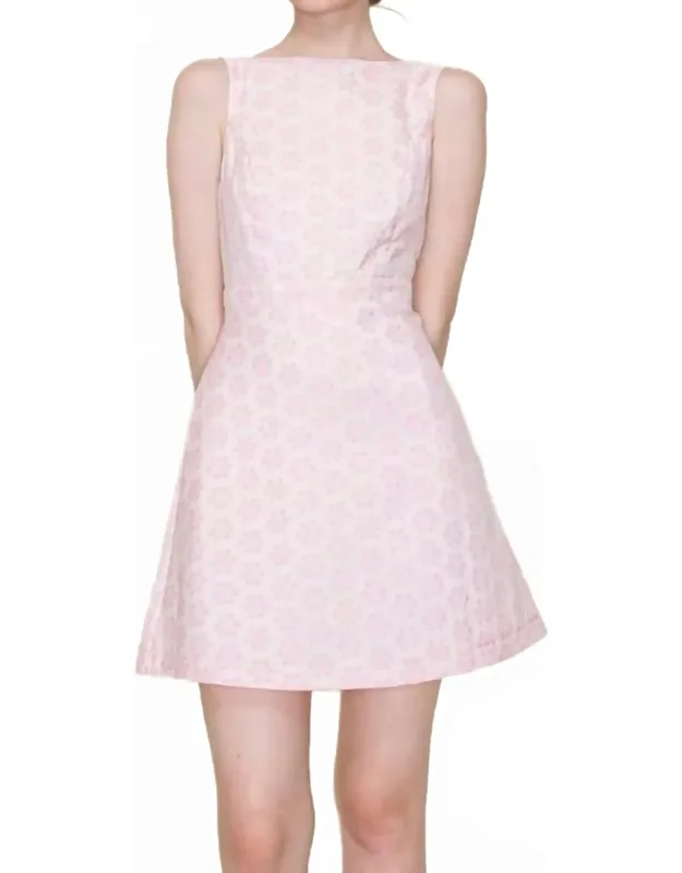 Boat Neck Jacquard Mini Dress