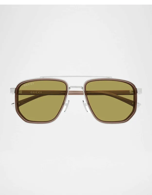 Double-bridge Metal And Bio-nylon Aviator Sunglasses