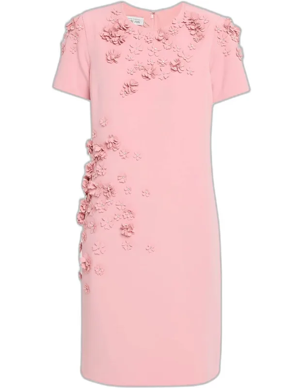 Floral Applique Crepe Dress