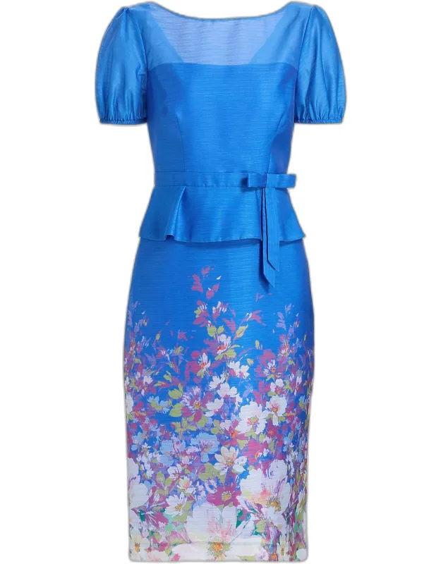 Floral-print Organza Peplum Midi Dress