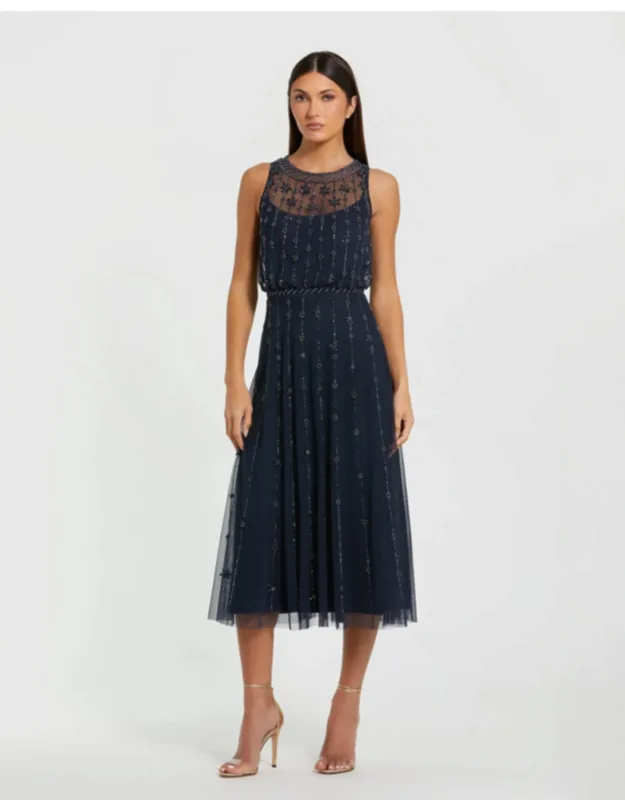 High Neck Sleeveless Embellished A Line Cocktail Dress
