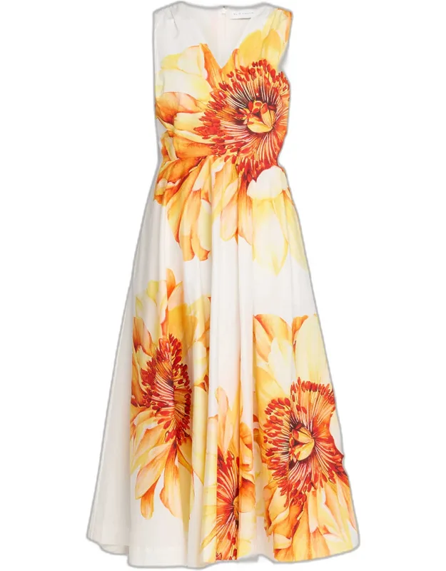 Floral-print Cotton Midi Dress