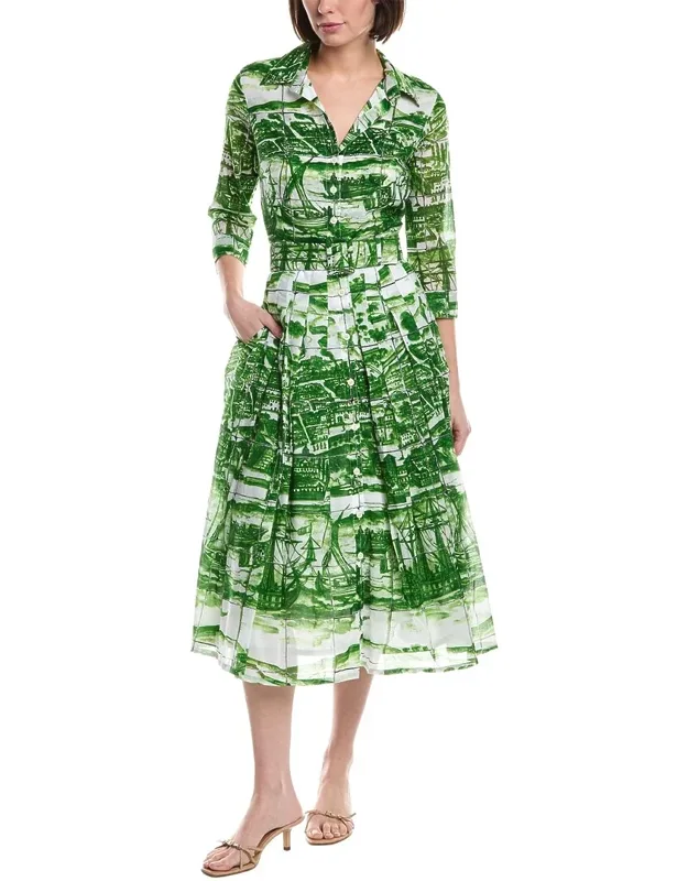 Audrey Shirtdress With Pleated Skirt And Self-tie Sash