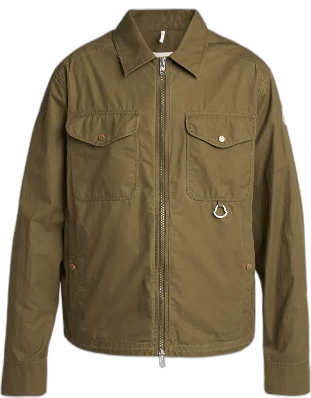 Cotton Full-zip Shirt Jacket With Logo D-ring