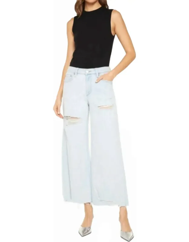 High Rise Distressed Wide Leg Jeans