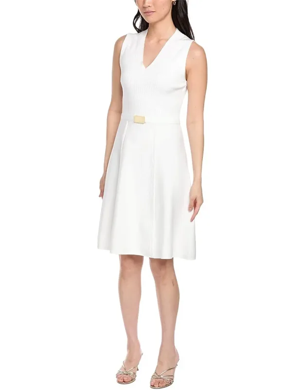 V-neck Flared Knit Dress