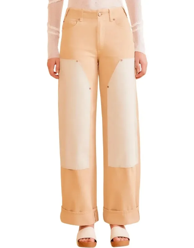 Olympia Jeans In Limestone Patchwork