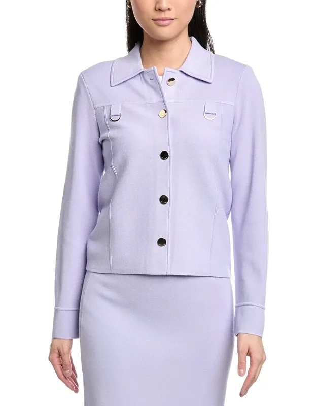 Collared Boxy Knit Jacket