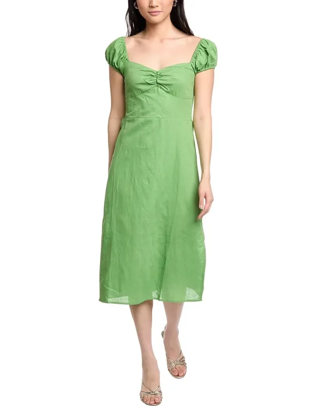 Linen-blend Midi Dress