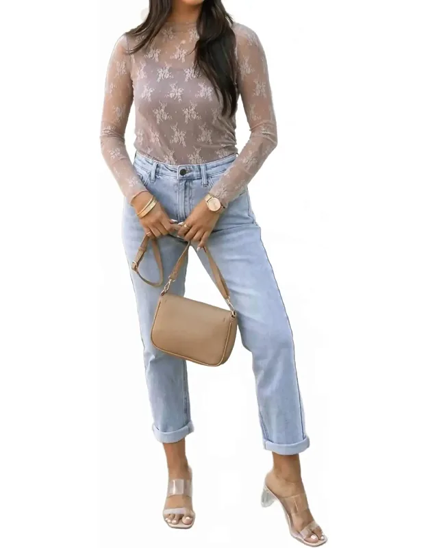 Floral Lace Mesh Long Sleeve Top