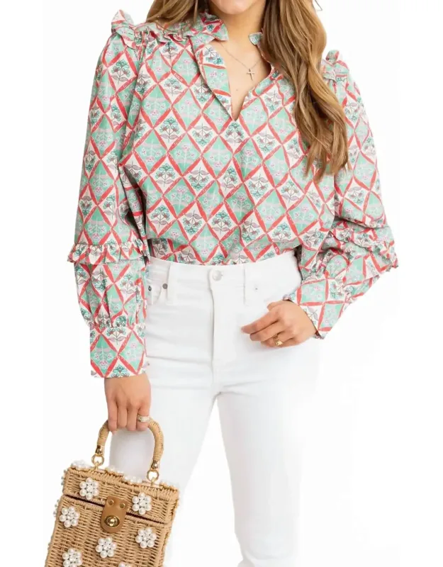 Floral V-neck Ruffle Top