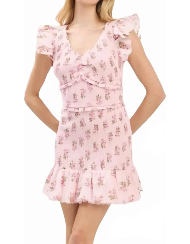 Inez Smocked Ruffle Mini Dress