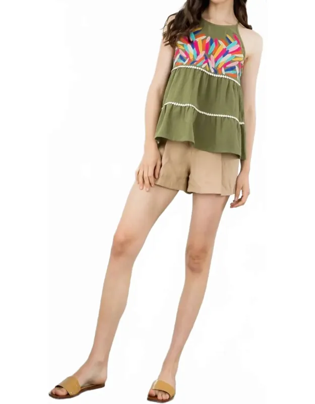 Natural Beauty Embroidered Top With Scoopneck And Intricate Patterns