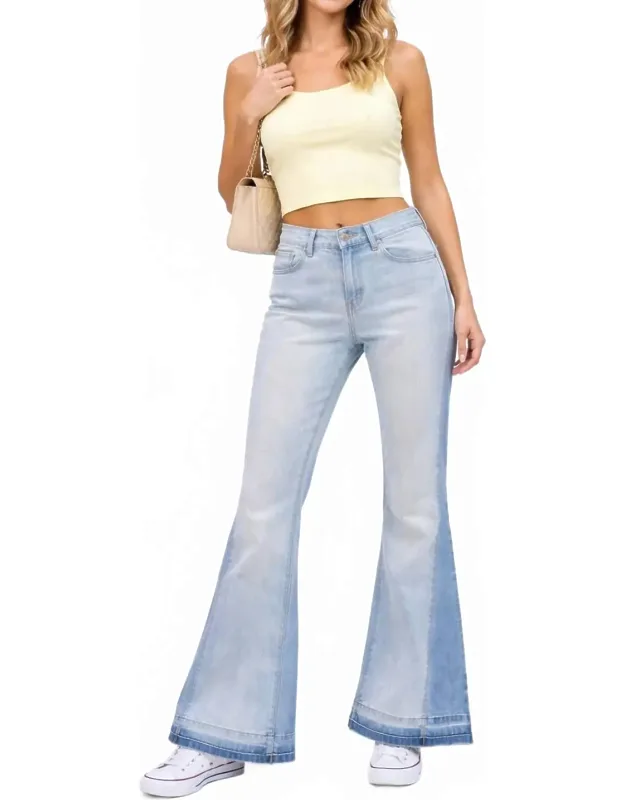 Wide Leg Two-tone Wash Jeans