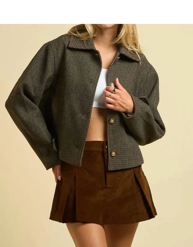 Houndstooth Cropped Jacket