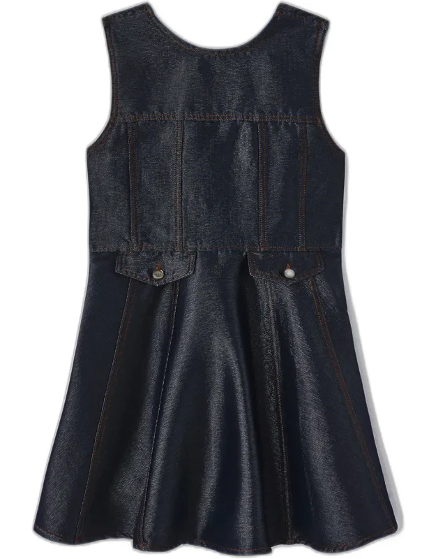 Navy Shiny Denim Mini Dress