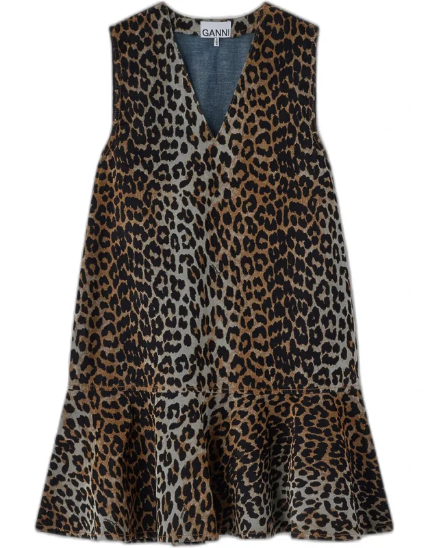 Leopard Denim Mini Dress