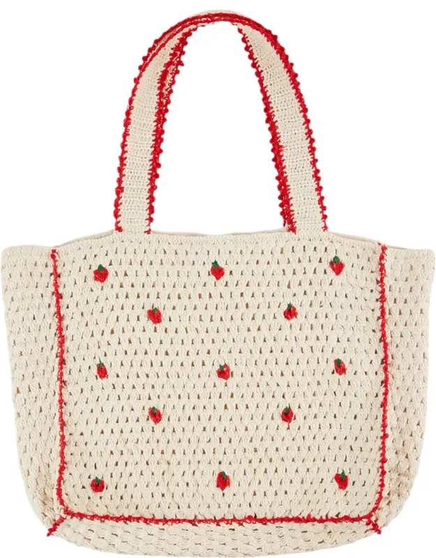 Tote Bag With Crochet Flowers