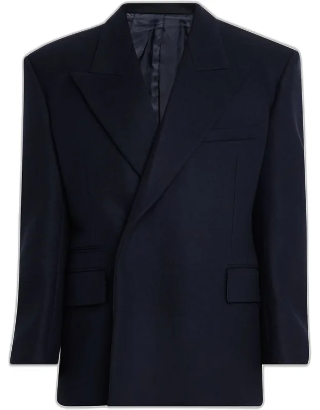 Deconstructed Wool Peak-lapel Sport Jacket