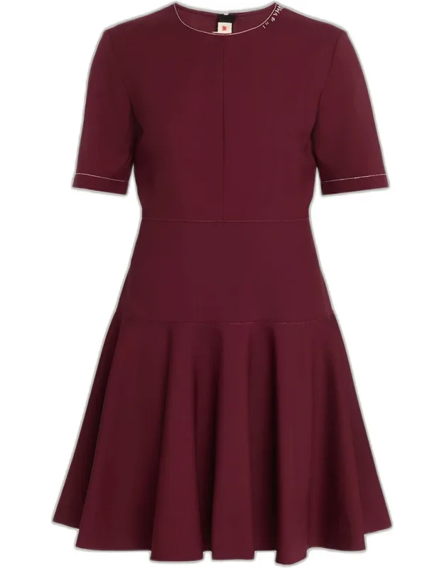 Drop-waist Wool Crepe Dress