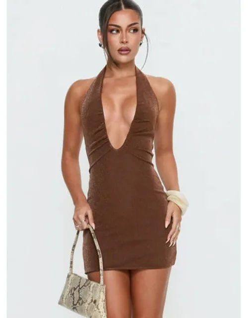French 75 Plunge Halter Mini Dress