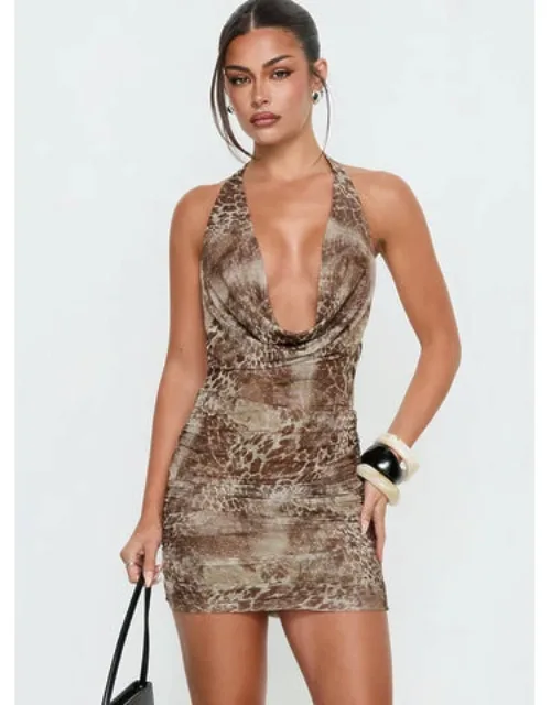 Kosa Halter Cowl Neck Mini Dress