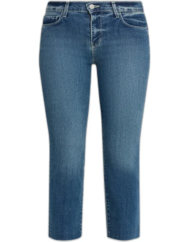Slim-leg Raw-hem Ankle Jeans