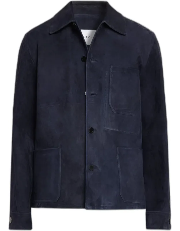Leather Patch-pocket Shirt Jacket