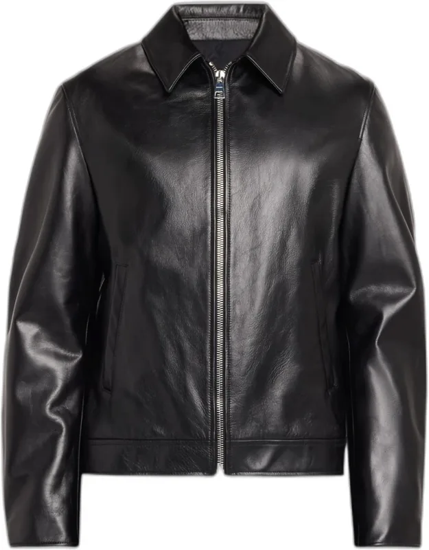Leather Full-zip Biker Jacket