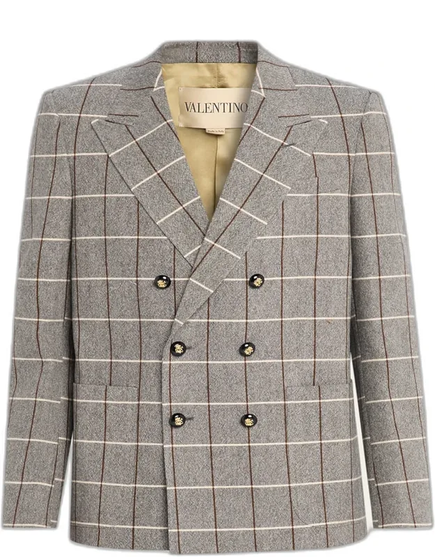 Check-print Melange Wool Jacket